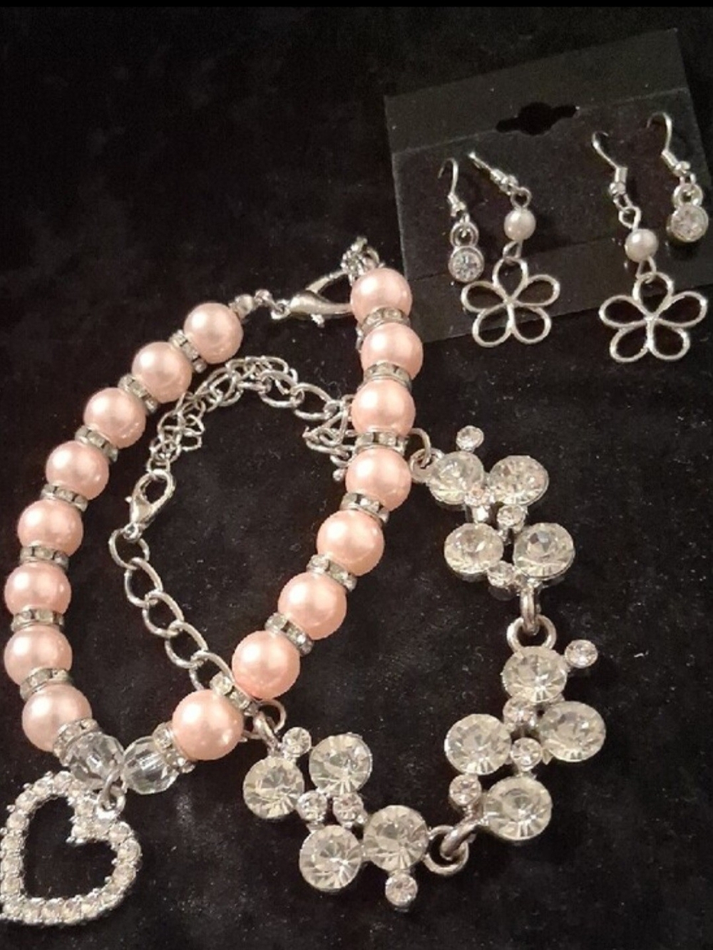 Crystal Cluster Silver Bracelet - Clear Crystal Sparkle